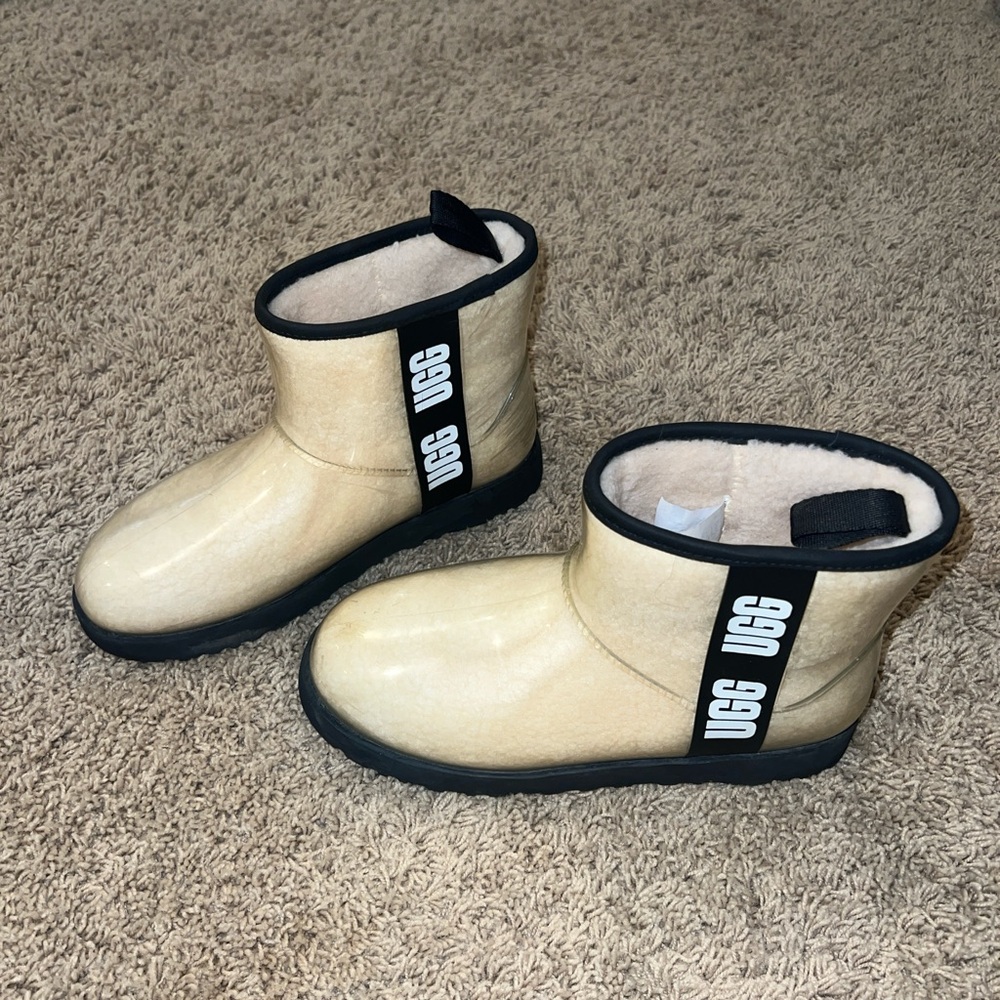 UGG Cream Ankle Boots with Black Trim